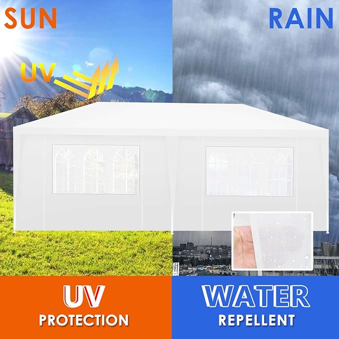 TANGKULA Outdoor Tent 10x20, White Party Wedding Tent Canopy with Removable Sidewalls, Portable Canopy Shelter Tent Pavilion for Market, Outside Tents for Events, Backyard