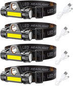 LED headlamp Flashlight 4-Pack Rechargeable Headlight for Running, Camping, Hiking and More Lumens USB, Cycling Fishing ,