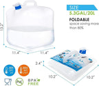 Collapsible Water Jug, 10 Packs 5.3 Gallon BPA Free Camping Water Container with Spigot, Portable Water Storage Carrier for Emergency Survival Hiking Backpacking Outdoors - Food Grade LDPE