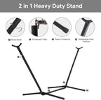 SUNCREAT 2-in-1 Hammocks Convertible Portable Double Hammock with Stand Included, Outdoor Hammock and Stand, Patented, Dark Grey