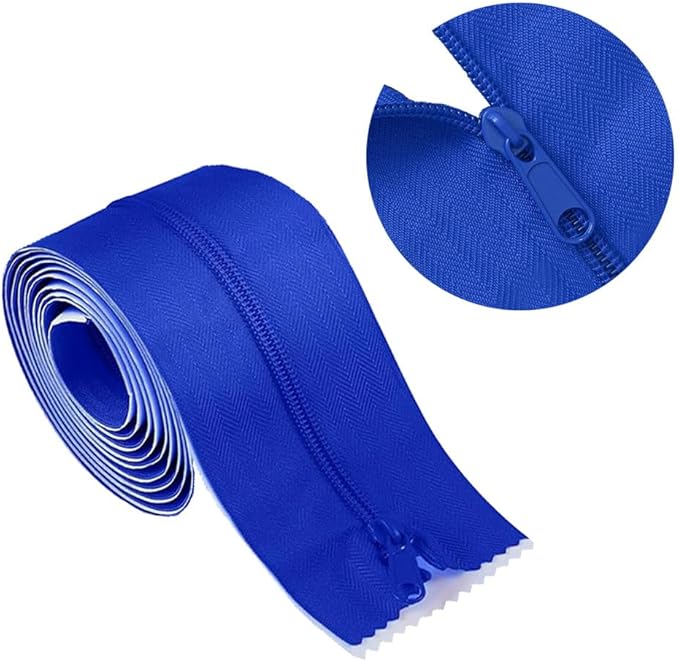 2 Roll Heavy Duty Zipper Dust Barrier Zipper 3 Inch x 7 ft Construction Zipper Self Adhesive Zipper Used for Greenhouse Dust Barriers Tent Accessories（Blue） (2)
