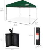 Best Choice Products 10x10ft Pop Up Canopy Tent, Outdoor Shade, 1 Person 1 Minute Set Up, Carry Case, 4 Weight Bags - Forest Green