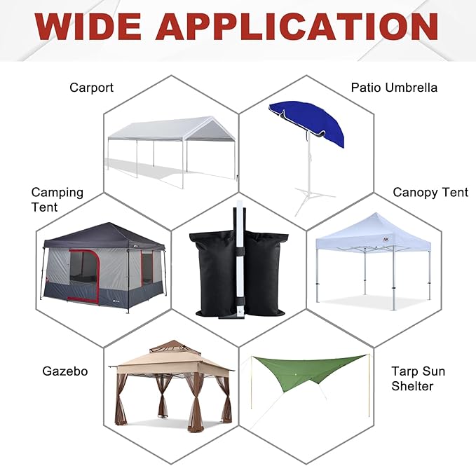 ABCCANOPY Canopy Weights 150 LBS Gazebo Tent Sand Bags,4-Pack Black (Without Sand)