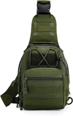 Viriber Tactical Backpack, Waterproof Military Cross-body Molle Sling Shoulder Backpack Chest Bag for Outdoor Every Day Carry Green