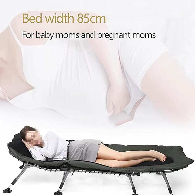 Foldable Bed with Mattress Queen Adjustable Backrest and 600D Oxford Fabric Suitable for Children Pregnant Women 150kg Load Capacity Camping Cot Aluminum Rack