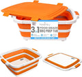 BBQ Prep Tub 8L - Multifunctional Collapsible Camping Cutting Board with Upgraded Locking Lid, Meat Storage Container for Meal Prep, Dish Basin Bowl Perfect for Grilling Outdoor (Large)