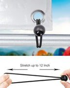 25 Pcs 6 Inch Black Latex Bungee Cords with Balls, Heavy Duty Outdoor, Tarp Tie Down, Camping, Tents