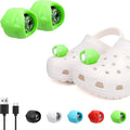 Vergissm Rechargeable Flashlights Compatible with Croc, 2 PCs LED Headlight, Waterproof Hands Free Flashlights with 3 Lighting Modes, Novelty Shoe Lights for Camping (Green)