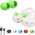 Vergissm Rechargeable Flashlights Compatible with Croc, 2 PCs LED Headlight, Waterproof Hands Free Flashlights with 3 Lighting Modes, Novelty Shoe Lights for Camping (Green)