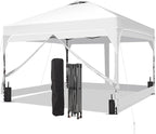 GDY 10x10 FT Pop Up Canopy Tent with One Push Setup,Setup Gazebo with 4 PVC Transparent Sidewalls,Easy Carry for Events, Parties, Camping, White.