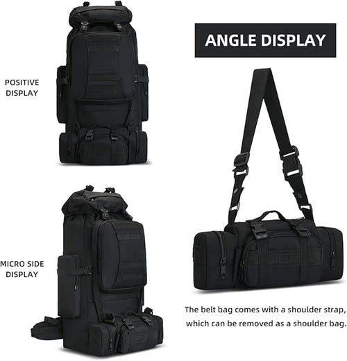 100L Camping Hiking Backpack,Molle military Tactical rucksack backpack,Waterproof Lightweight Hiking Backpack (Black)