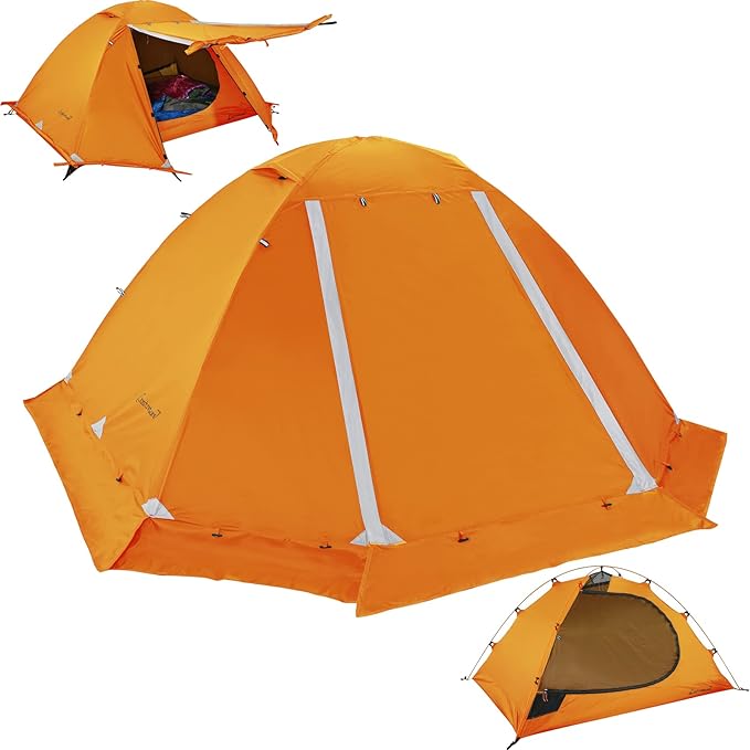 Clostnature Lightweight Backpacking Tent - 1/2 Person 4 Season Ultralight Waterproof Camping Tent, Large Size Easy Setup Tent for Winter, Cold Weather, Family, Outdoor, Hiking and Mountaineering