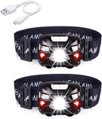APUNOL 2Packs Head Torch, Rechargeable Waterproof Headlamp LED Headlight with Red Filter,Super Bright 800LM,8 Lighting Modes,Motion Sensor Switch for Camping Hiking Running Reading Outoor Sports