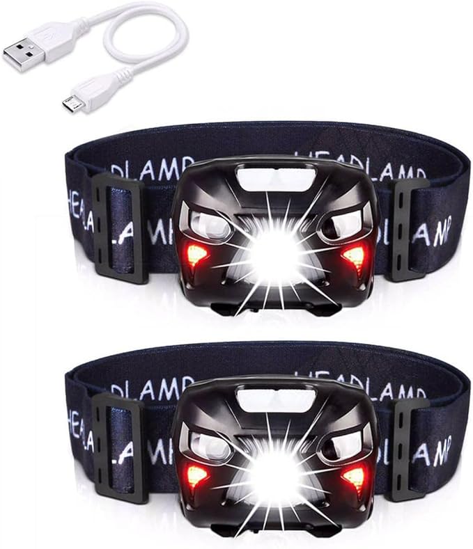APUNOL 2Packs Head Torch, Rechargeable Waterproof Headlamp LED Headlight with Red Filter,Super Bright 800LM,8 Lighting Modes,Motion Sensor Switch for Camping Hiking Running Reading Outoor Sports