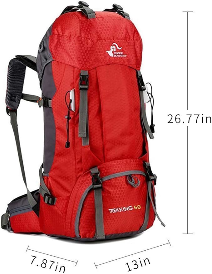 Bseash 60L Waterproof Hiking Camping Backpack with Rain Cover, Large Outdoor Sport Travel Daypack Rucksack for Climbing