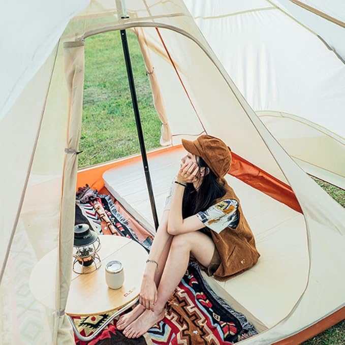 GeRRiT Family Camping Tent Large Waterproof Double Layer Pyramid Tipi Tent Camping Mongolian Yurt Tent for Picnic, Festival