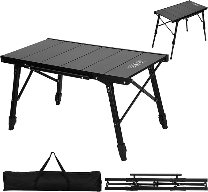 Folding IGT Camping Table, Portable Outdoor IGT Cooking Camping Tables, Ultra-Lightweight Aluminum Foldable Camping Table with Carry Bag for Car Camping, Picnics, RV Travel, and BBQ