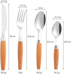 Japanese Flatware Sets Cutlery Sets Stainless Steel Wood Handle Knife Fork Spoon Mixed Cutlery Sets Western Tableware Dinnerware Cutlery Set Camping Travel Picnic Flatwar,