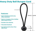 50 Pcs 9 Inches Ball Bungee Cords, Black Heavy Duty Tarp Bungee Cord with Ball, 4mm Thickness Weather Resistant Tie Down Strap, Use for Camping, Tents, Holding Wire and Hoses