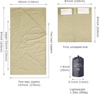 100% Cotton Sleeping Bag Liner with Full Length Zipper on 3 Sides; Single/Double Adult Sleep Sack for Travel & Camping, Multifunctional Travel Sheets (Unzipped 87”x87”) for Hotel, Lightweight