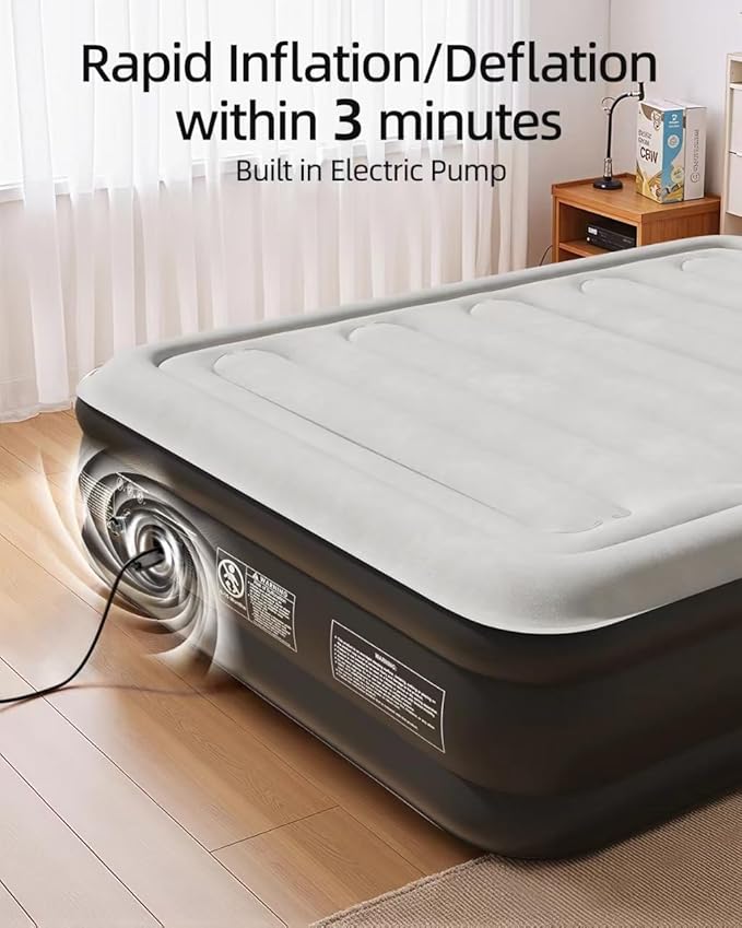 CHILLSUN 2026 Upgraded King Air Mattress with Built in Pump, 18" Raised Comfort Blow up Mattress, Luxury Air Bed Inflatable Mattress for Guests & Home, Colchones Inflables AirBed 800lbs Max