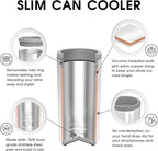 TILUCK Skinny Can Cooler for Slim Beer & Hard Seltzer, Stainless Steel, Doucle-Walled Stainless Steel Insulated Slim Cans, Standard 12 oz (Black U.S. Flag)