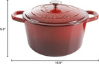 Crock-Pot Artisan 7-Quart Round Enameled Cast Iron Dutch Oven – Scarlet Red, Heavy-Duty Cookware for Slow Cooking, Baking, Roasting with Lid