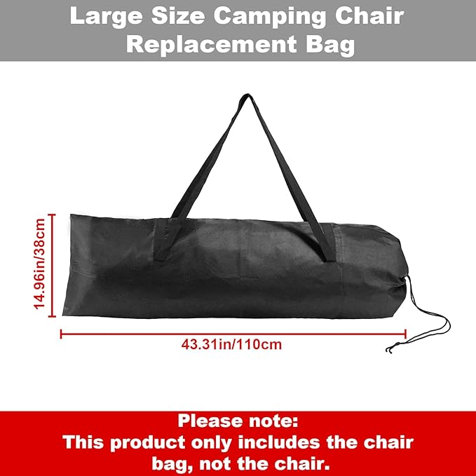 2pcs Camping Chair Replacement Bag, 43.31x14.96in Portable Folding Large Storage Bag with Double-Handle Straps and Drawstring for Hammock Yoga Mat Poles Tent Travel Accessories(No Chair Included)