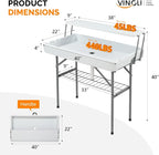 VINGLI Ice Table with Extra Storage Shelf, Portasble Cooler Side Table with Removable Skirt, Patio Table, Indoor & Outdoor Bar for Events, Parties and Camping