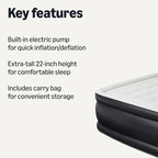 Amazon Basics Inflatable Air Mattress, Queen Size, 22in Height, with Built-in Pump, for Guests or Camping
