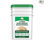 Valley Food Storage Maple Brown Sugar Oatmeal | 10-Bag Bucket, 100 Servings | Premium Emergency Food Supply, 25 Year Shelf Life | Survival Breakfast Food for Prepper Storage & Camping