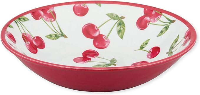 UPware 12 Piece Cherry Melamine Dinnerware Sets, Outdoor Dishes Set, Plates and Bowls Sets, Service for 4, Red