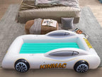 KINMAC Inflatable Toddler Travel Bed- Portable Travel Toddler Air Bed for Kids Camping Air Mattress Racecar Toddler Bed with Sides Blow Up Mattress Sleeping Pad for Camping Car Travel Sleeping(Green)
