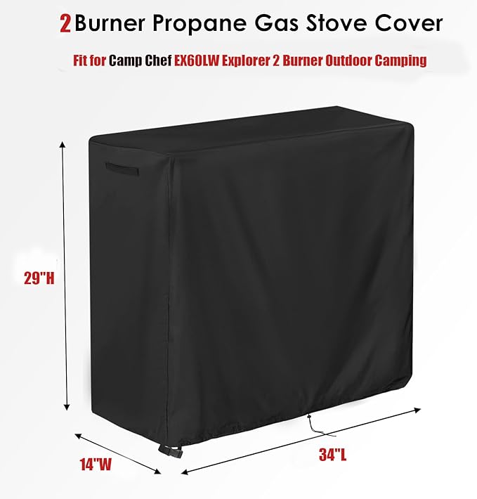 2 Burner Stove Cover Fit for Camp Chef EX60LW Explorer, Outdoor Camping Stoves Covers Propane Gas Stove Cover, for Camp Paito RV -(34x14x29 inch)