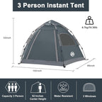 ADSMART Instant Tents for Camping 2/3/4/5 Person Tent Waterproof Easy Setup Sets Up Backpacking Tents with Carry Bag for Outdoor Hiking