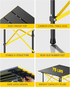 FanttikOutdoor Zeta V11 Pro Camping Table, Portable & Lightweight Folding Roll Up Table with Carry Bag, Ideal for Camping, BBQ, Picnic, Party, Outdoor Dining, Medium