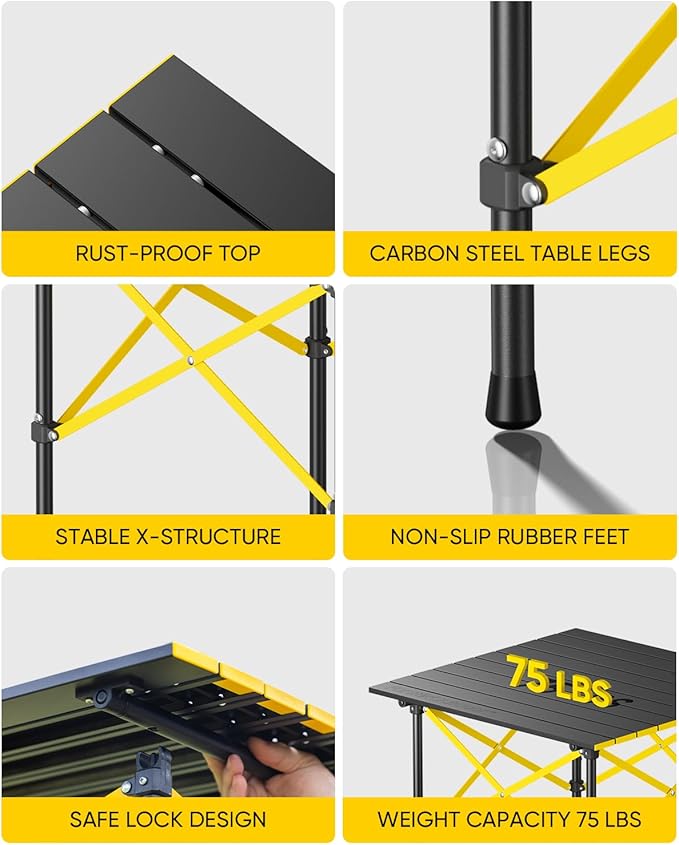 FanttikOutdoor Zeta V11 Pro Camping Table, Portable & Lightweight Folding Roll Up Table with Carry Bag, Ideal for Camping, BBQ, Picnic, Party, Outdoor Dining, Medium