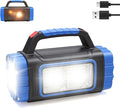 Solar Powered Flashlight Rechargeable, 8 Light Modes 2000mAh Battery 3000 Lumens USB LED Handheld Flashlights, Multi-Function Flashlight for Emergency Spotlight Camping Lantern Hiking (BLUE) 1PC