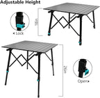 Folding Camping Table Portable with Large Storage Organizer and Lantern Pole, Lightweight Compact Aluminum Foldable Table for Outdoor, Picnic, Fishing, Backpacking, Hiking, Cooking