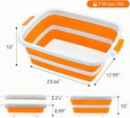 Collapsible BBQ Prep Tub with Cutting Board & Lid, Folding Food Container BPA-Free Heavy-Duty, Dishwasher Safe, Upgraded Drain Hole - for Camping, Grilling Outdoor Cooking (Orange, XX-Large)