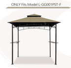 Grill Gazebo Replacement Canopy Roof – Hugline 5x8 Outdoor Grill Shelter Canopy Top Double Tiered BBQ Tent Cover Fit for Model L-GG001PST-F (Khaki Ripstop)