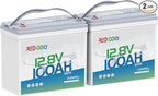 Redodo 12V 100Ah MINI Lithium Battery, Smaller LiFePO4 Lithium Battery with Up to 15000 Deep Cycles, 10 Years Lifetime, Upgraded 100A BMS for RVs, Trolling Motors, Off Grid and Solar Home 2 PACK
