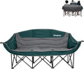 KingCamp 3 Person Camping Chair, Oversized 660lbs Heavy Duty Loveseat for Adults Portable Folding XL 2 Person Couch Padded Comfortable Three Seat with Cup Holder for Outdoor Lawn Backyard, Green/Grey