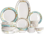 GaRcan Pottery Tableware,56Pcs Ceramic Dinnerware Sets, Porcelain Tableware Combi-Set Includes Cereals Bowls/Dessert Plates/Soup Plates/Dinner Plates