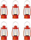 6Pcs Orange Mini Lanterns for Western Cowboy Party & Camping Decor, Small Western Lantern with LED Flickering Candle for Fall Halloween Christmas Wedding Festive Decorations, Centerpiece Table