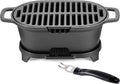 IRONMAX Mini Hibachi Grill Outdoor, Portable Small Charcoal Grill and Tabletop Cast Iron Skillet, 100% Cast Iron, Durable, Camping BBQ Grill Grate 11" x 6.7" for 2 People