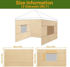 3 Pcs 10x10 Canopy Sidewalls with Roll-up Windows for 10x10 Pop Up Canopy Straight Leg Outdoor Instant Canopy Sidewall Waterproof & UV Protected for Outdoor Event Tents, 3 Sidewalls Only, Beige