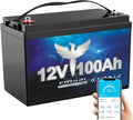 12V 100AH LiFePO4 Lithium Battery with Bluetooth, Max.1280Wh Energy, Low Temperature Protection, Group 31, Built-in 100A BMS, Perfect for Trolling Motor, RV, Boat, Solar Off-Grid