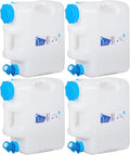 RedSwing 4 Pack 4.9 Gallon/18.5L Portable Water Container with Spigot, Water Storage Carrier for Camping Outdoor Hiking Backpacking, BPA Free
