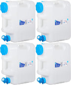 RedSwing 4 Pack 4.9 Gallon/18.5L Portable Water Container with Spigot, Water Storage Carrier for Camping Outdoor Hiking Backpacking, BPA Free